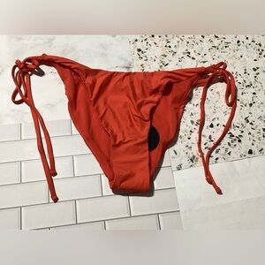 Lulus Bright Red Side Tie Bikini Bottoms Size XL